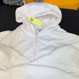 Cotton Fleece full length light beige size 3XL creamy White Hoodie sweatshirt